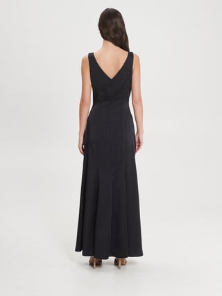 Abito a Sirena in Raso con Zip Nero