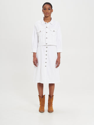 Giubbino Denim Corto Bianco