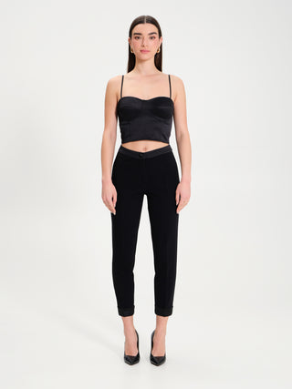 Pantaloni Slim Inserti in Raso