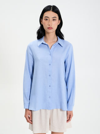 Camicia Oversize in Lino Azzurro