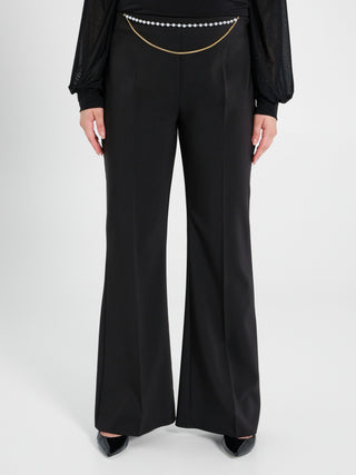 Pantaloni Flared Curvy con Perle