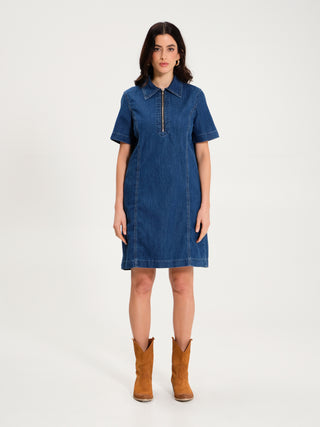 Abito in Denim Trapezio Blu