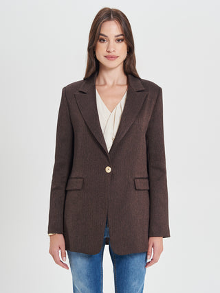 Giacca Monopetto in Poliviscosa Marrone