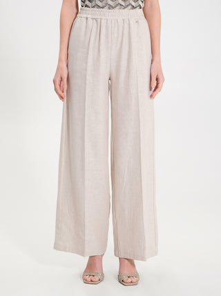 Pantaloni Ampi in Lino Beige