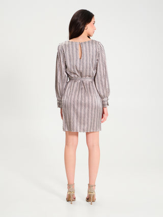 Abito in Raso Stampa Chevron