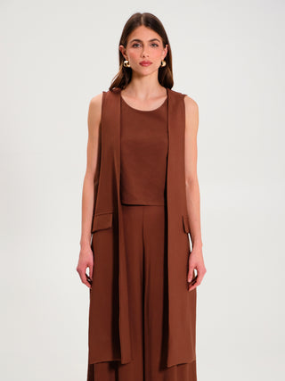 Gilet in Viscosa Marrone