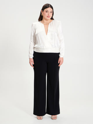 Blusa Curvy Incrocio con Stampa a Catena