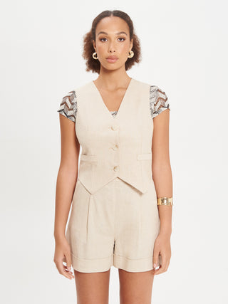 Gilet in Lino Beige