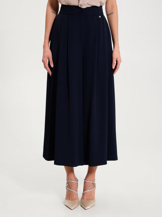 Pantaloni Ampi Cropped Blu Navy
