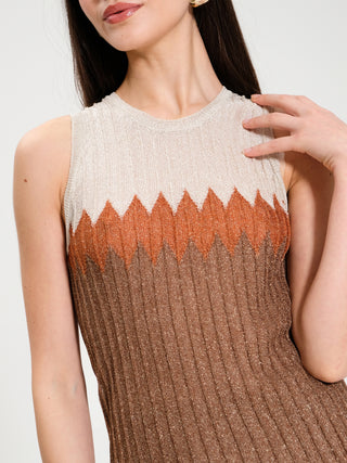 Top Plissè con Lurex Marrone