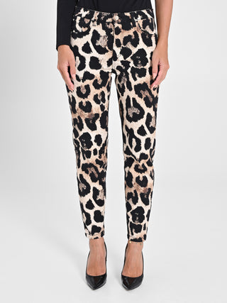 Pantaloni Denim Skinny Stampa Animalier