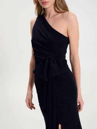 Abito Monospalla Lurex Blu