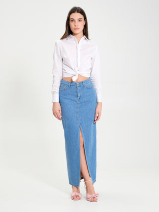 Gonna Lunga in Denim con Spacco