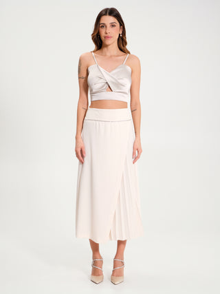 Gonna Plissè Strass Avorio