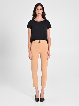 Pantaloni Cammello Fibbia Geometrica