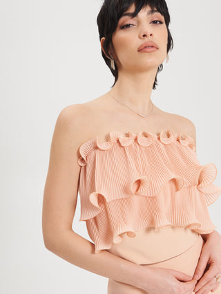 Top Rouche Plissé Arancione Pesca