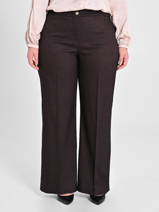 Pantaloni Curvy in Poliviscosa Marrone