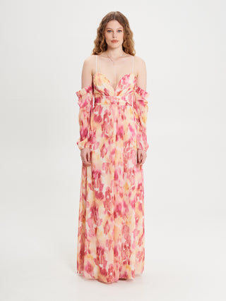 Abito Lungo Stampa Floreale