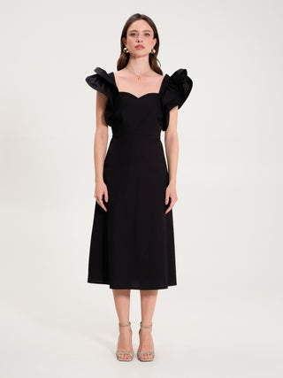 Abito Lungo in Cotone Nero