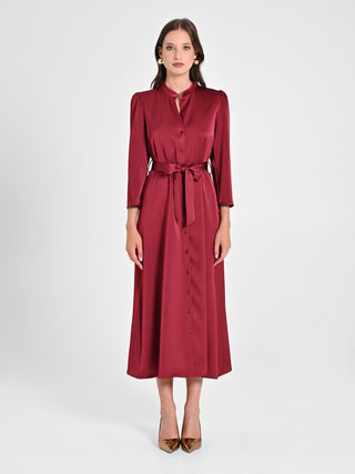 Chemisier in Raso Bordeaux