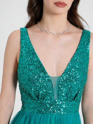 Abito Lungo Paillettes & Tulle