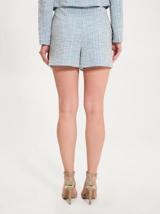 Shorts Tweed Inserto Denim Azzurro