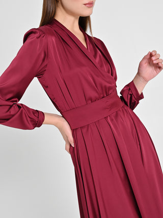 Abito Lungo in Raso Bordeaux