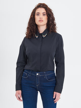 Camicia Curvy con Collo Gioiello