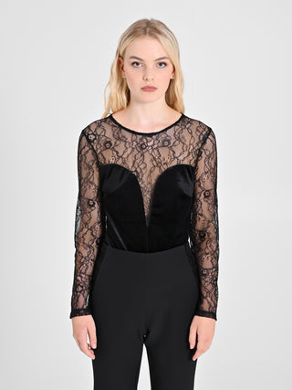 Body in Pizzo e Velluto Nero
