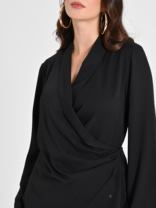 Blusa Nera con Drappeggio