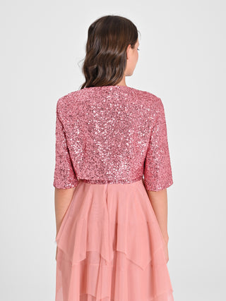 Coprispalle Aperto in Paillettes Rosa