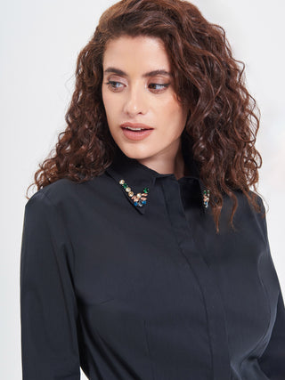 Camicia Curvy con Collo Gioiello