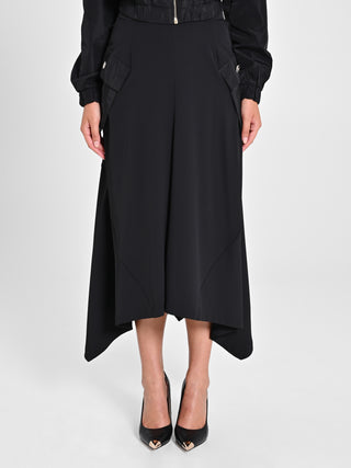 Gonna Asimmetrica con Tasche in Taffetà