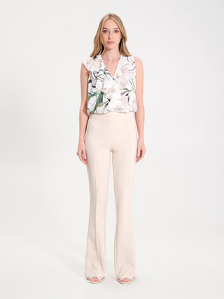 Pantaloni Flared in Tessuto Tecnico Beige