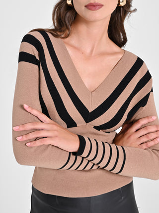 Maglioncino Beige a Righe Nere