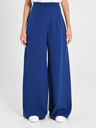 Pantaloni Wide Leg Blu Navy