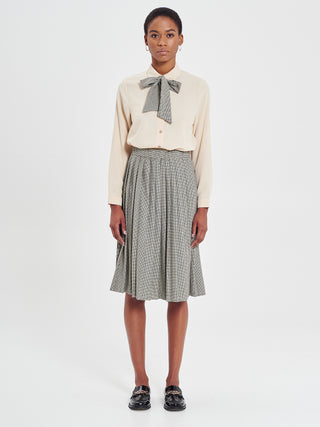 Gonna Plissé Pied-de-Poule