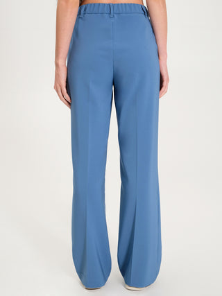 Pantaloni Palazzo con Elastico Blu Avio