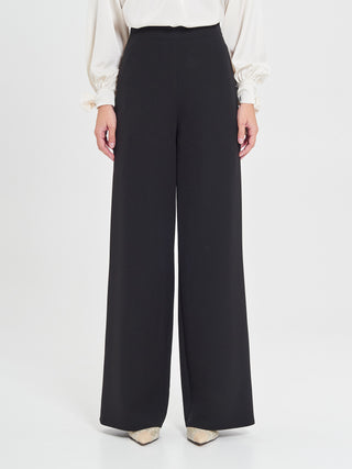 Pantaloni Larghi in Poliviscosa Neri