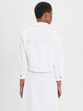 Giubbino Denim Corto Bianco