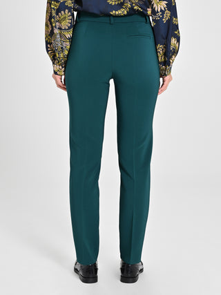 Pantaloni Straight in Tessuto Tecnico Verde Malachite