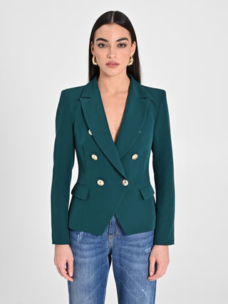 Giacca Doppiopetto in Tessuto Tecnico Verde Malachite