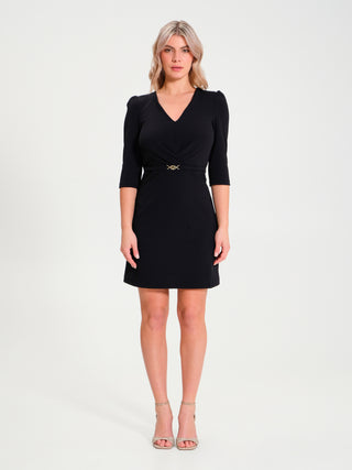 Abito Trapezio con Logo Metallico