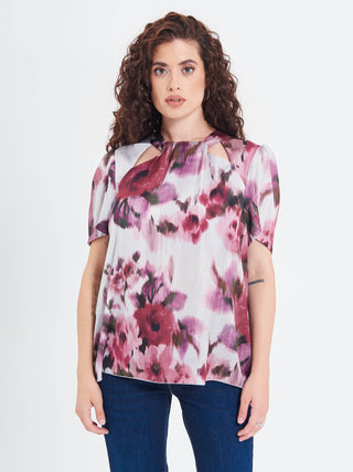 Blusa Curvy stampa Fiori Astratti