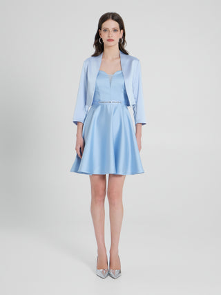 Coprispalle in Raso Strutturato Azzurro