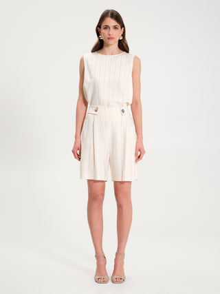 Bermuda Gessati con Bottoni Avorio