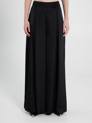 Pantaloni Palazzo in Satin Nero