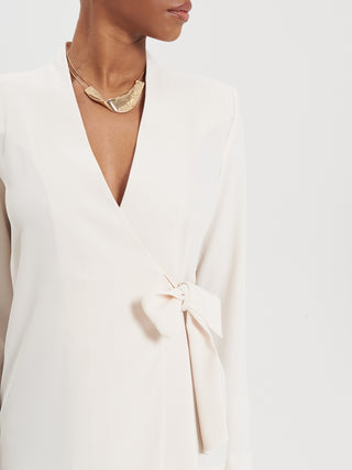 Giacca Aperta con Fiocco Avorio