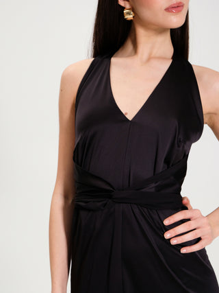 Abito Lungo in Raso Nero