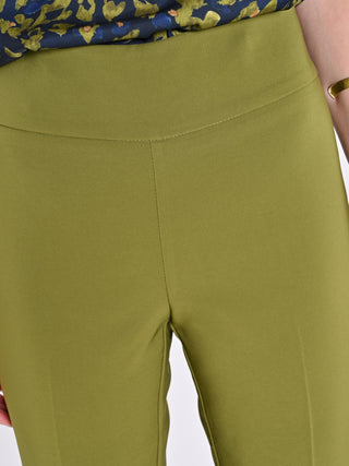Pantaloni Flared in Tessuto Tecnico Verde Muschio